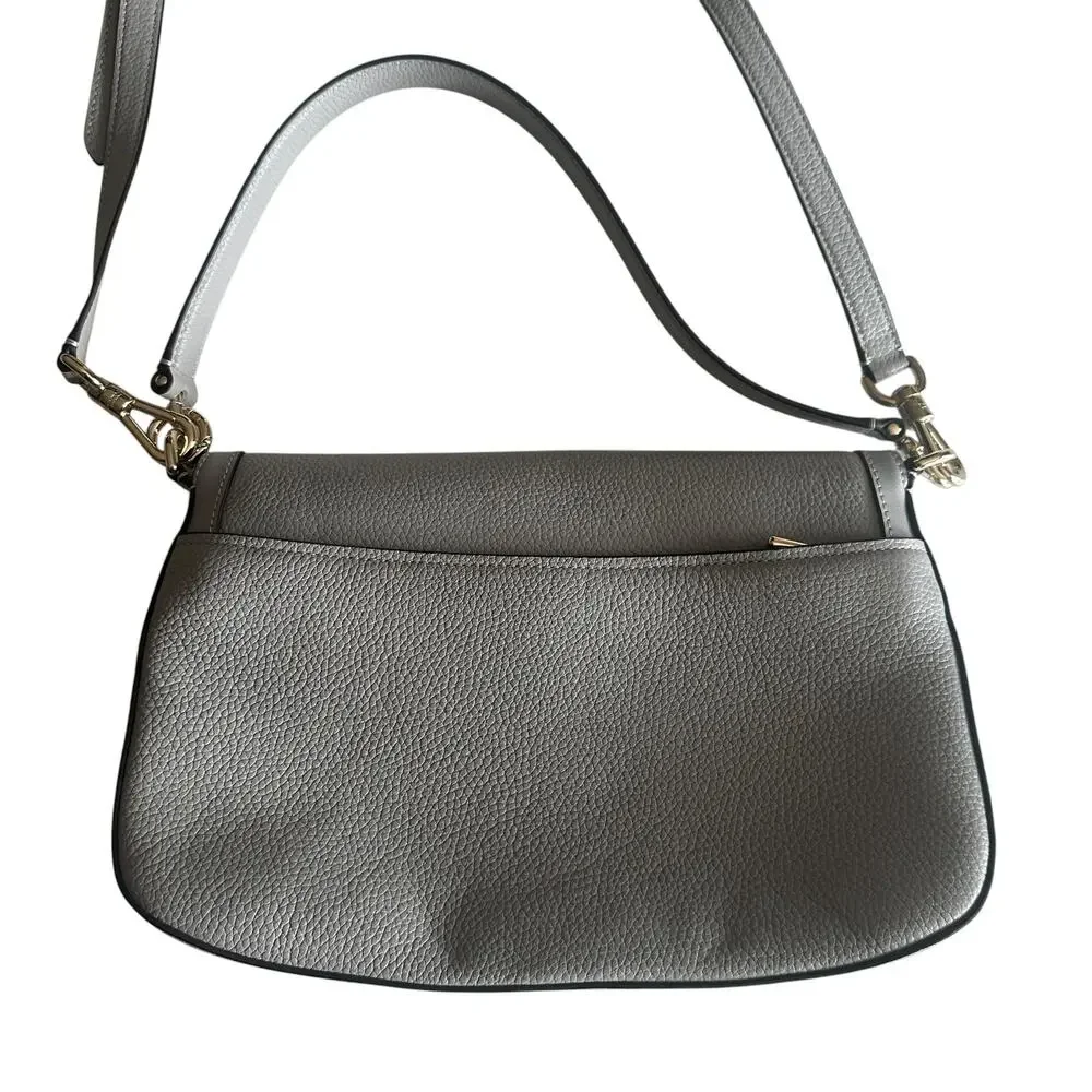 Kate Spade Hudson Convertible Shoulder Bag Womenns Platinum Gray Pebbled Leather